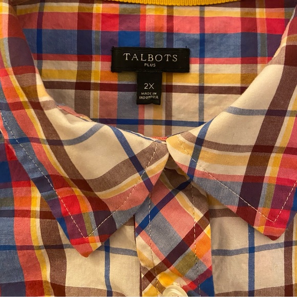 Talbots Plus Size 2X Fall Colored Plaid Shirt - Picture 3 of 6